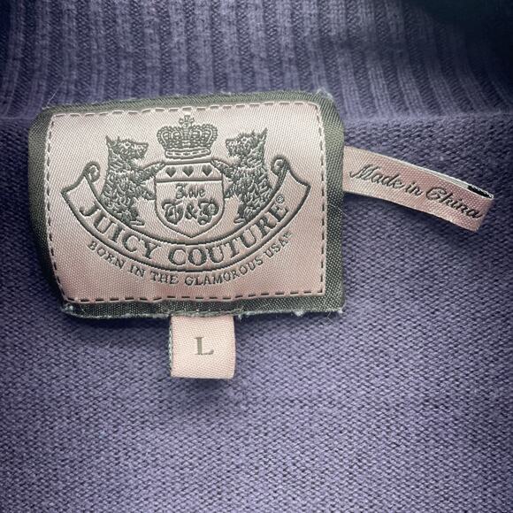 Juicy Couture Womens L Convertible Cowl Neck Button Up Cardigan Purple Lagenlook - Picture 7 of 12